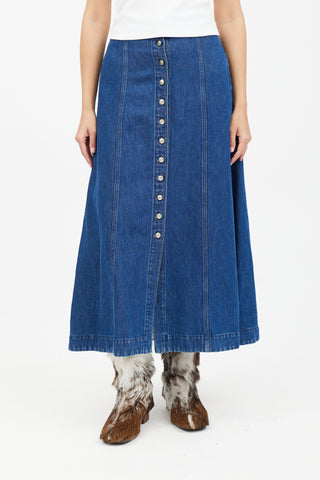 Acne Studios Blue Denim Button Skirt