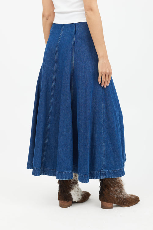 Acne Studios Blue Denim Button Skirt