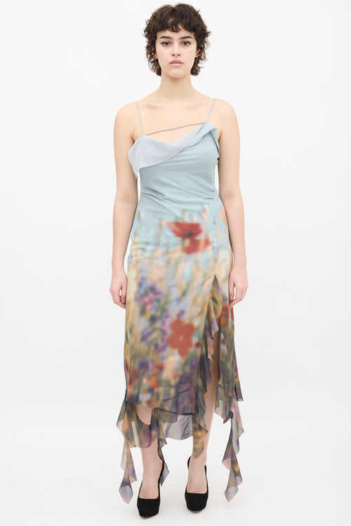 Acne Studios Light Blue 
Multi Blurry Meadow Dress