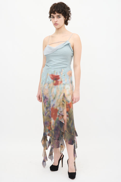 Acne Studios Light Blue 
Multi Blurry Meadow Dress