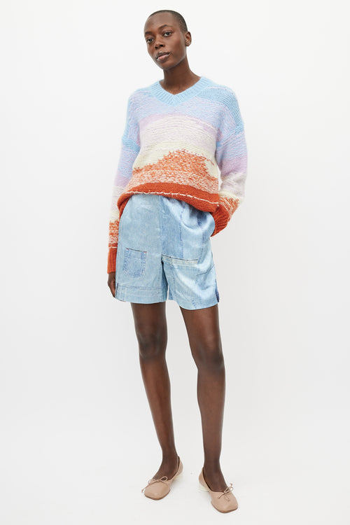 Acne Studios Blue 
Multicolour Mohair Knit Sweater