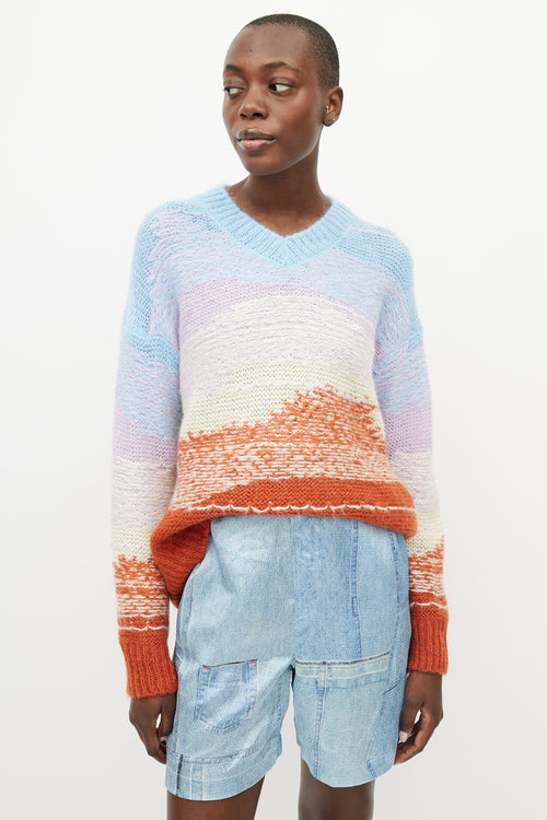 Acne Studios Blue 
Multicolour Mohair Knit Sweater