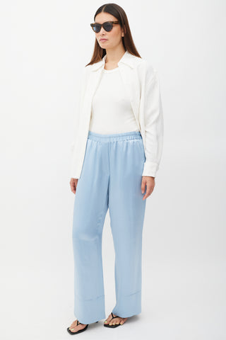 Acne Studios Blue Satin Wide Leg Trouser