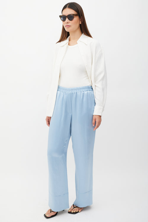 Acne Studios Blue Satin Wide Leg Trouser