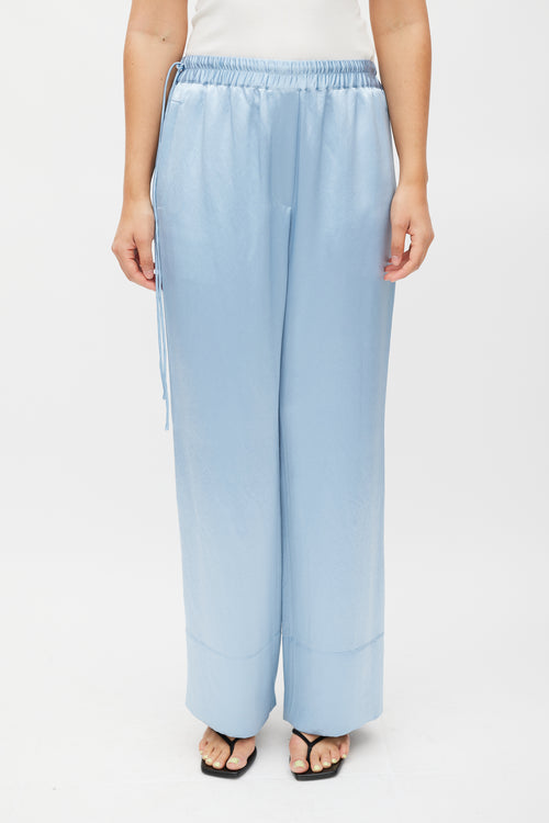 Acne Studios Blue Satin Wide Leg Trouser