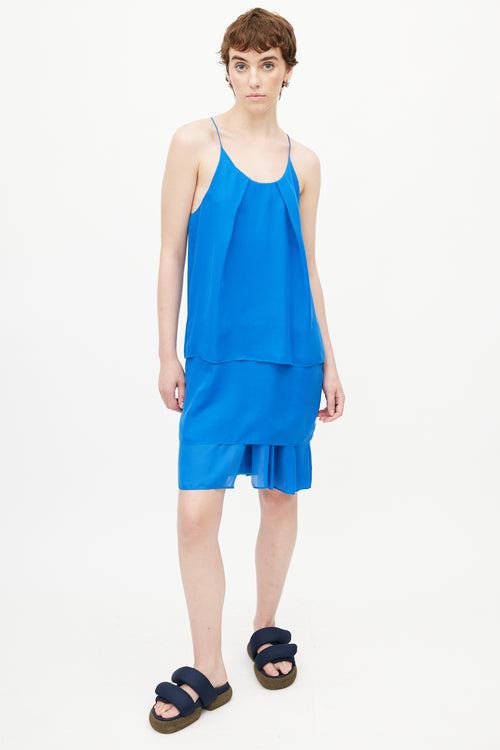 Acne Studios Blue Tiered Cut Out Dress