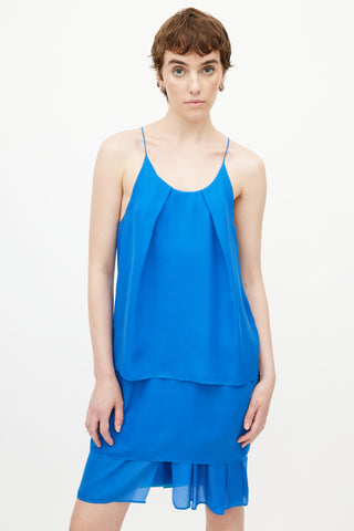 Acne Studios Blue Tiered Cut Out Dress