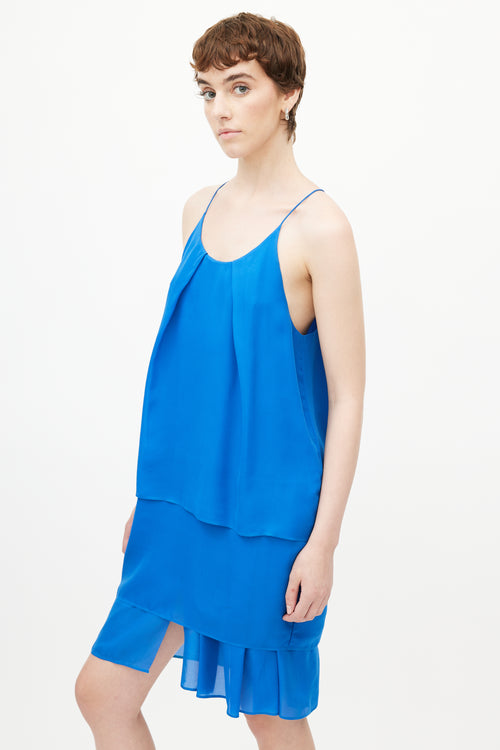 Acne Studios Blue Tiered Cut Out Dress