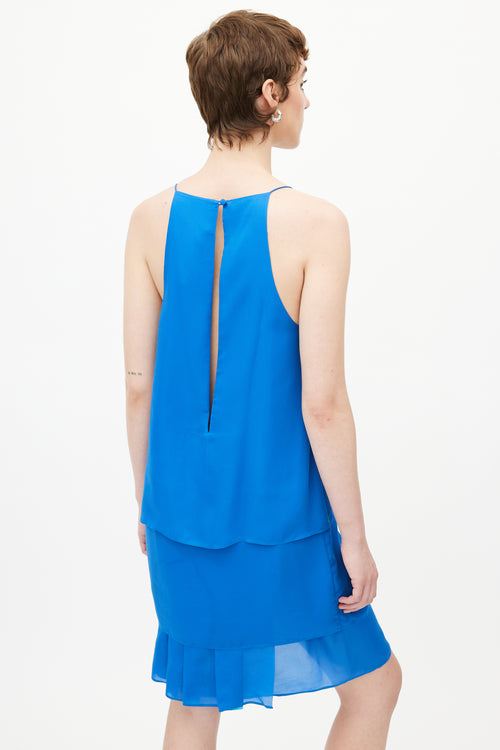 Acne Studios Blue Tiered Cut Out Dress