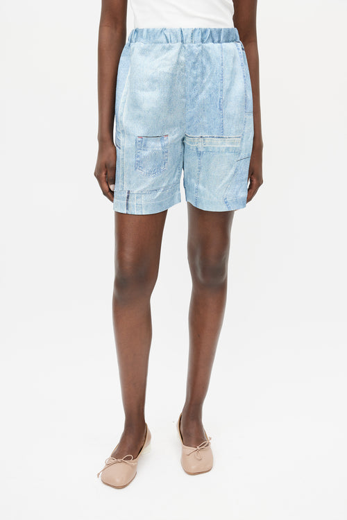 Acne Studios Blue Trompe L
oeil Denim Satin Short