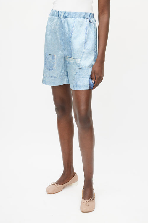 Acne Studios Blue Trompe L
oeil Denim Satin Short