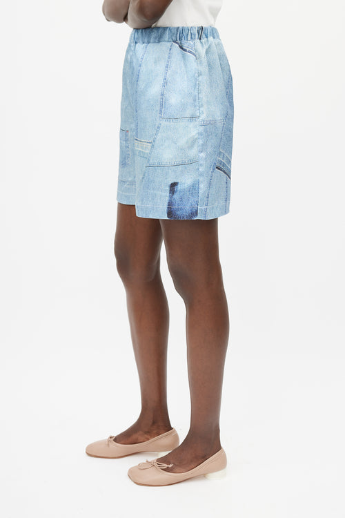 Acne Studios Blue Trompe L
oeil Denim Satin Short