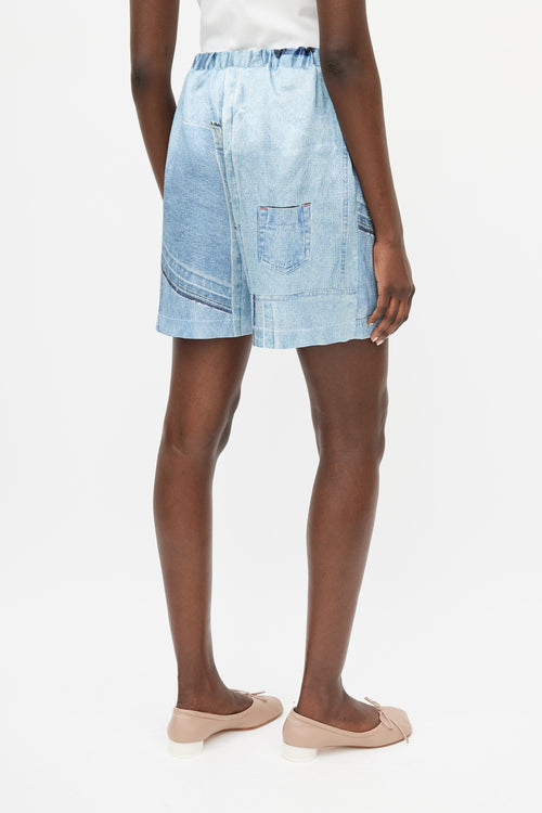 Acne Studios Blue Trompe L
oeil Denim Satin Short