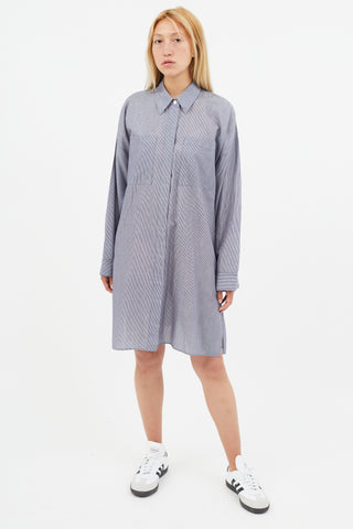 Acne Studios Blue 
White Stripe Shirt Dress