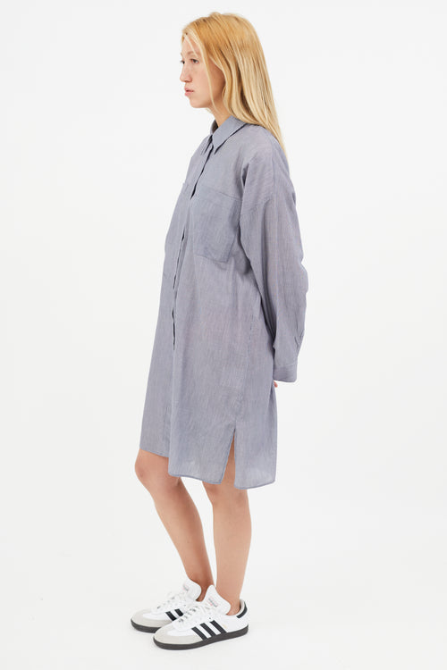 Acne Studios Blue 
White Stripe Shirt Dress