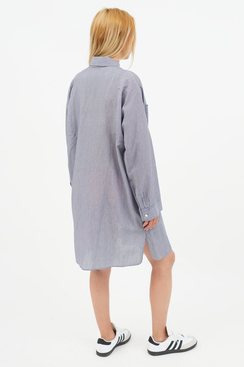 Acne Studios Blue 
White Stripe Shirt Dress