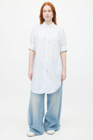 Acne Studios Blue 
White Lash Stripe Shirt Dress