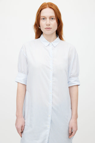 Acne Studios Blue 
White Lash Stripe Shirt Dress