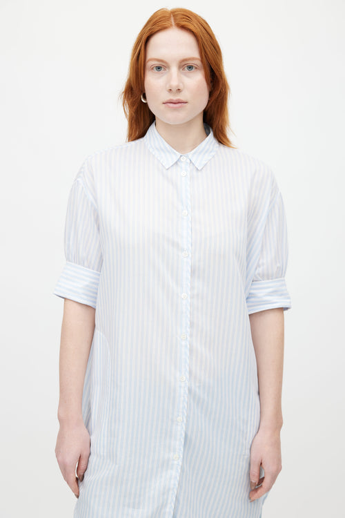 Acne Studios Blue 
White Lash Stripe Shirt Dress