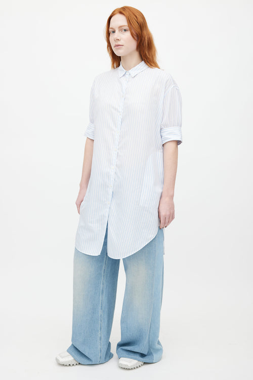 Acne Studios Blue 
White Lash Stripe Shirt Dress