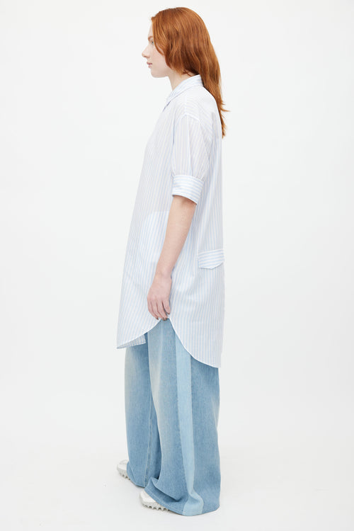 Acne Studios Blue 
White Lash Stripe Shirt Dress