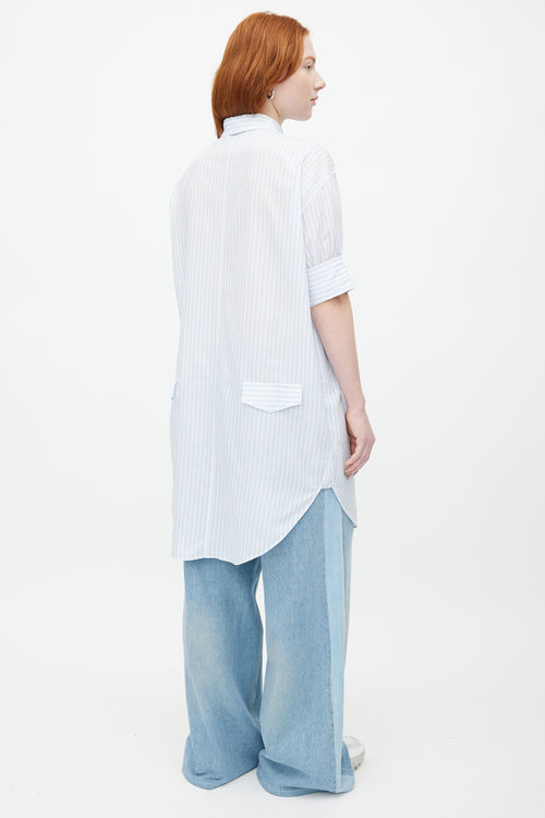 Acne Studios Blue 
White Lash Stripe Shirt Dress