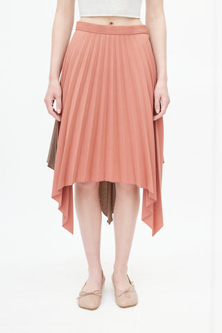 Acne Studios Brown Ilsie Plaid Pleated Asymmetrical Skirt