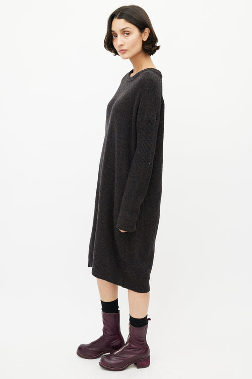 Acne Studios Brown 
Multicolour Speckled Wool Knit Sweater Dress