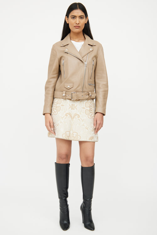 Acne Studios Brown Leather Moto Jacket