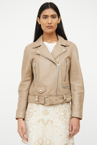 Acne Studios Brown Leather Moto Jacket