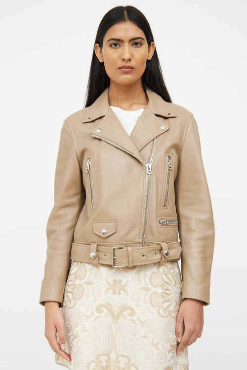 Acne Studios Brown Leather Moto Jacket