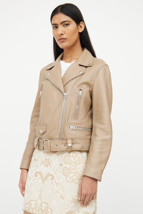 Acne Studios Brown Leather Moto Jacket