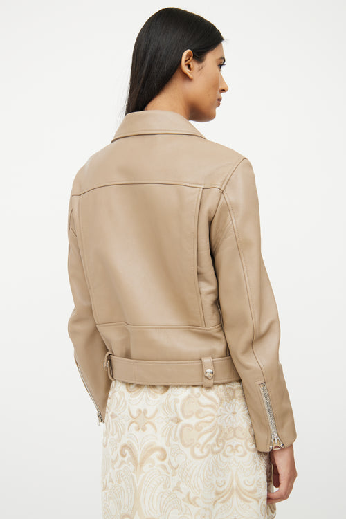 Acne Studios Brown Leather Moto Jacket