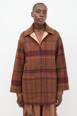 Acne Studios Brown 
Multi Wool Plaid Coat