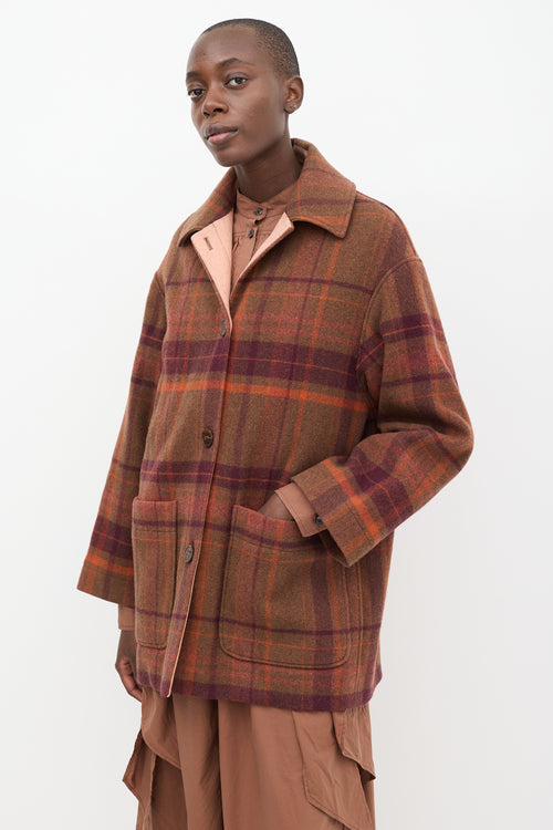 Acne Studios Brown 
Multi Wool Plaid Coat