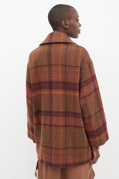 Acne Studios Brown 
Multi Wool Plaid Coat