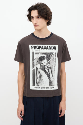 Acne Studios Brown 
Multicolour Propaganda Graphic T-Shirt