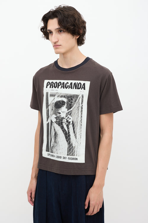 Acne Studios Brown 
Multicolour Propaganda Graphic T-Shirt