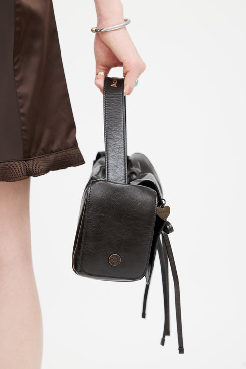 Acne Studios Dark Brown Crinkled Leather Multipocket Bag