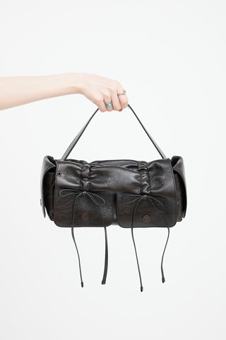 Acne Studios Dark Brown Crinkled Leather Multipocket Bag