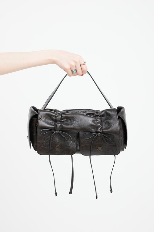 Acne Studios Dark Brown Crinkled Leather Multipocket Bag