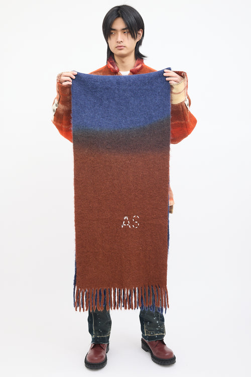 Acne Studios Navy 
Brown Ombre Mohair Wool Scarf