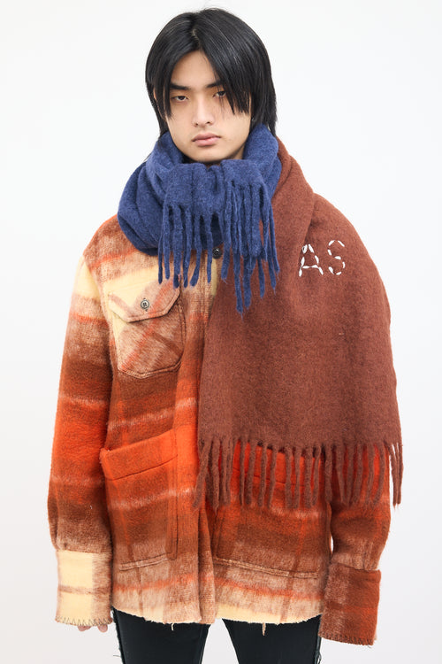 Acne Studios Navy 
Brown Ombre Mohair Wool Scarf