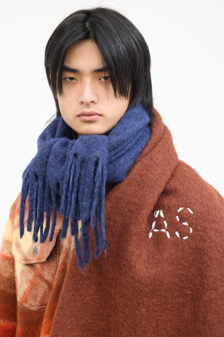 Acne Studios Navy 
Brown Ombre Mohair Wool Scarf