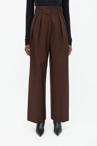 Acne Studios Brown Pleated Wide Leg Trouser