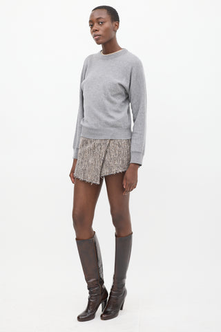 Acne Studios Brown Wool 
Cotton Tweed Wrap Mini Skirt