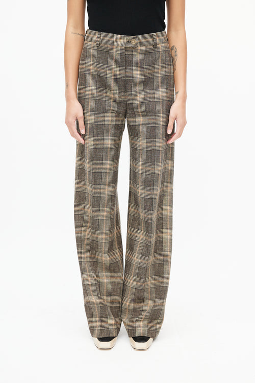 Acne Studios Brown Wool Plaid Trouser