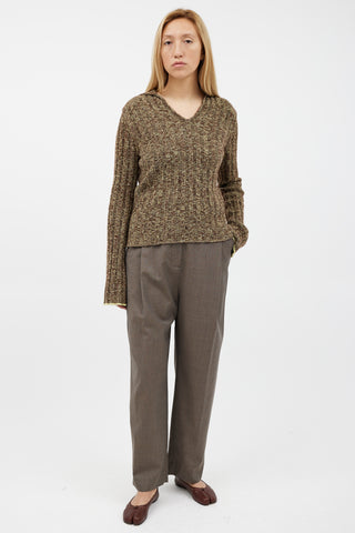 Acne Studios Green 
Brown Wool Knit Top