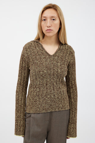 Acne Studios Green 
Brown Wool Knit Top