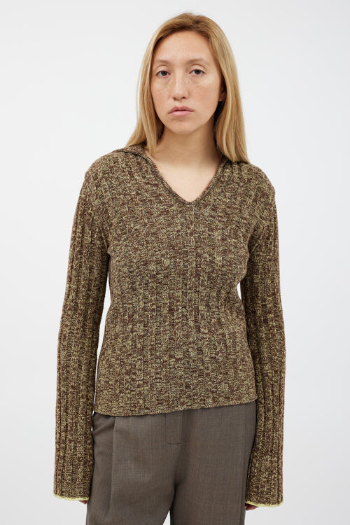 Acne Studios Green 
Brown Wool Knit Top